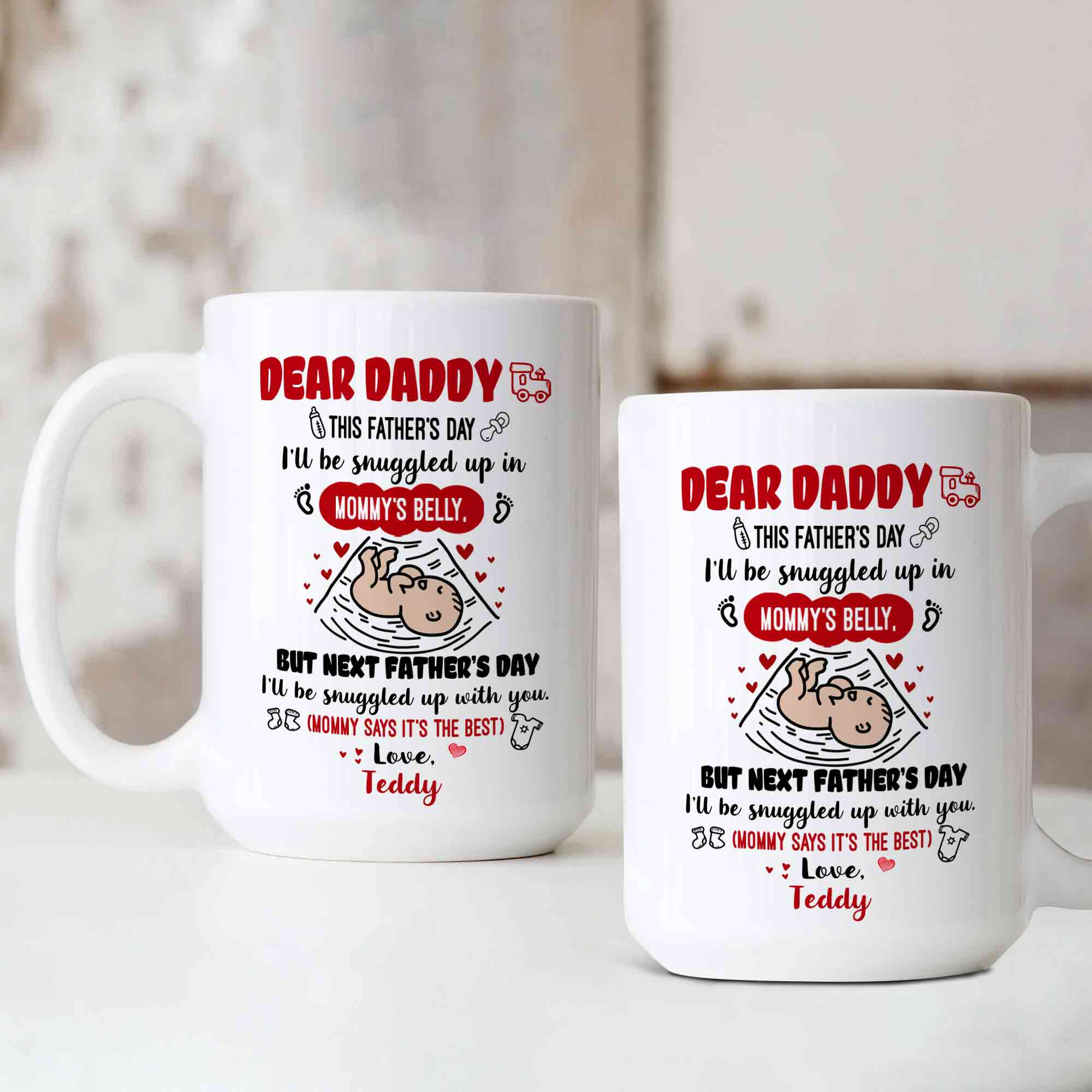 Custom Gift Mug For Father's Day, Pregnancy Gift For Daddy To Be, Mug Present From Unborn Baby, First Father's Day Gift For Expecting Dad