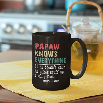 Papaw Knows Everything Mug, Dad Mug, Custom Name Mug, Family Mug, Gift Mug, Father's Day Gifts Idea