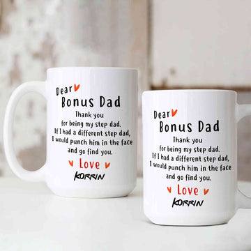 Personalized Dear Bonus Dad Gift, Bonus Dad Mug, Step Dad Fathers Day Gift From Son, Father's Day Mug, Step Father Gift Idea Mug, Gift for Step Dad