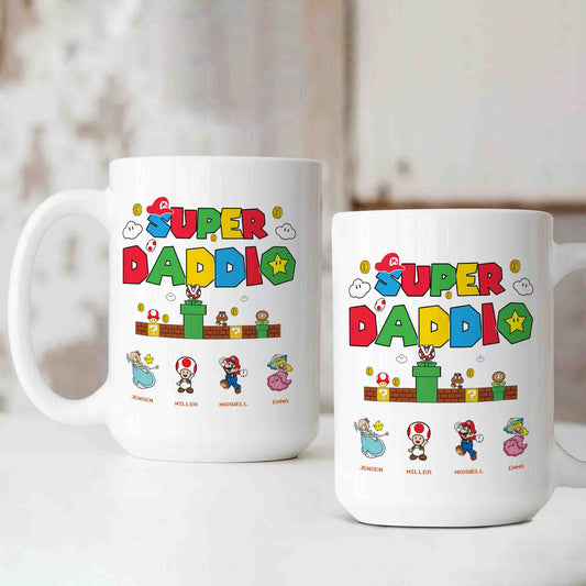 Personalized Super Daddio Mug, Super Mario Mug, Super Daddio Game Mug, Funny Dad Mug, Custom Name mug, Super Dad Mug, Family Mug