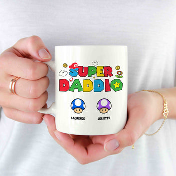 Personalized Super Daddio Mug, Super Mario Mug, Super Daddio Game Mug, Super Dad Mug, Funny Dad Mug, Custom Name mug, Family Mug