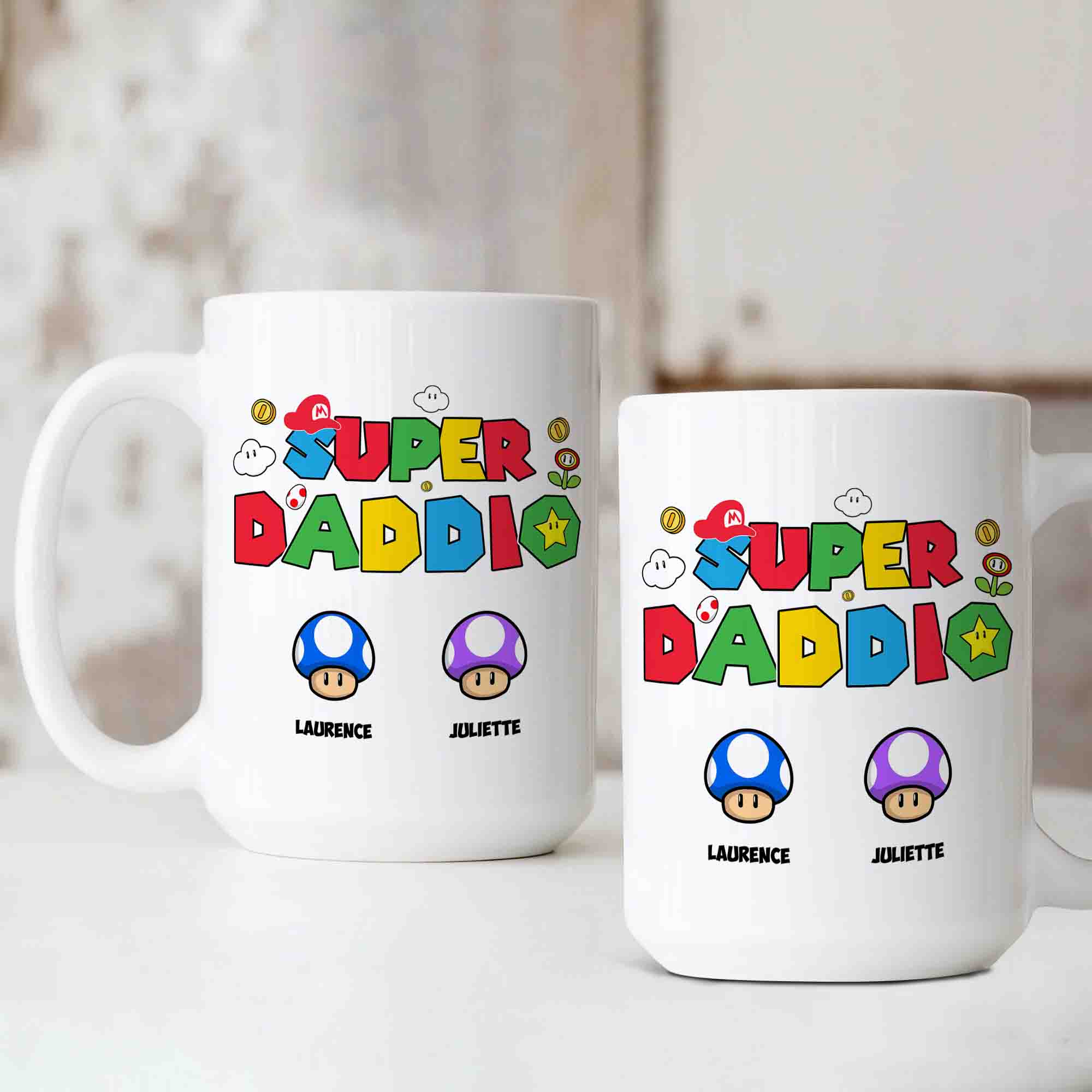 Personalized Super Daddio Mug, Super Mario Mug, Super Daddio Game Mug, Super Dad Mug, Funny Dad Mug, Custom Name mug, Family Mug