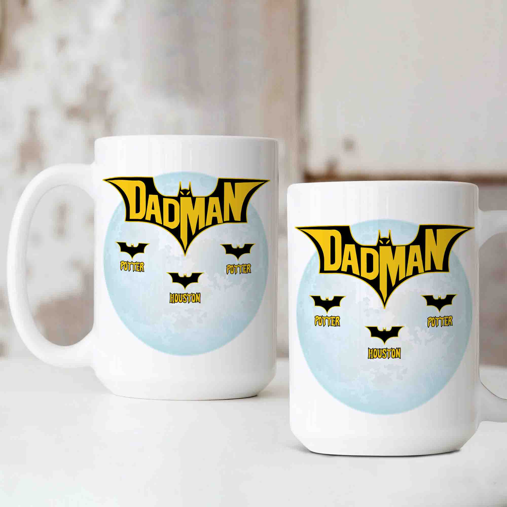 Personalized Batman Mug, Dadman Mug, Batman Mug, Superhero Mug, Father Mug, Custom Name Mug, Family Mug, Father's Day Mug, Gift Ideas For Dad