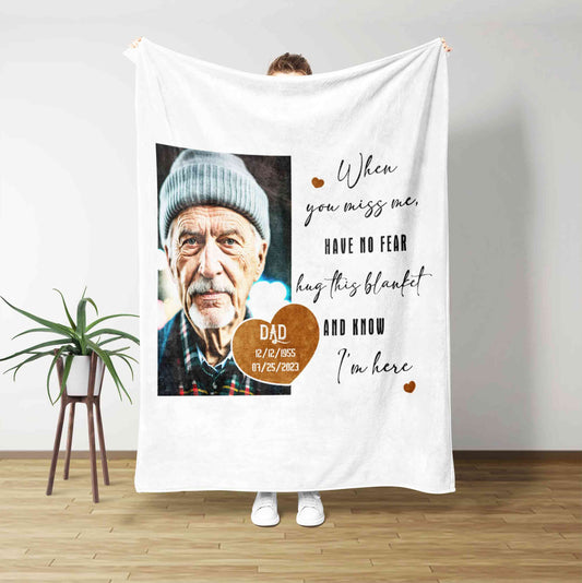 Personalized Memorial Blanket, When You Miss Me Hug Blanket, Custom Photo Blanket, Memorial Blanket, Sympathy Blanket, Personalized Blankets