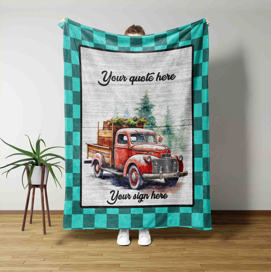 Personalized Tractor Blanket, Christmas Blanket, Tractor Birthday Gift, Custom Name Blanket, Farm Decor Blanket, Farmhouse Blanket