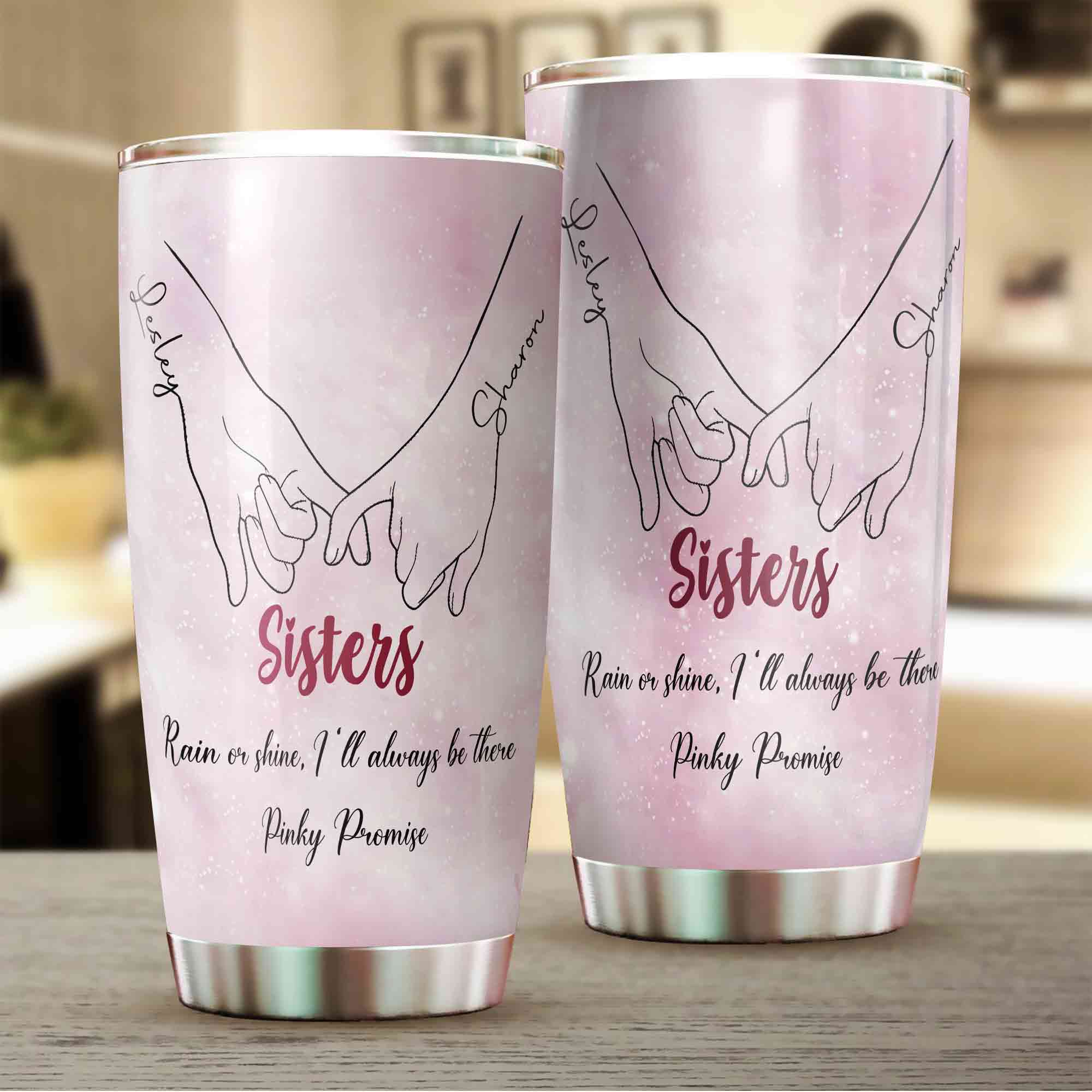 Personalized Sisters Tumbler, Sisters Tumbler, Holding Hand Tumbler, Best Sister Gift, Sisters Birthday Gifts, Custom Name Tumbler, Sister Gift, Long Distance Sisters Gift