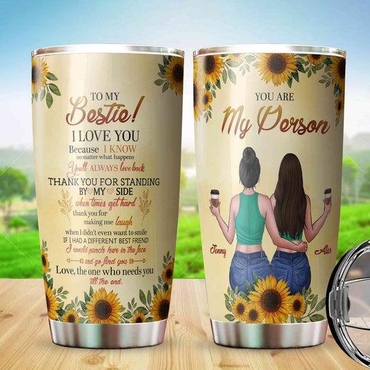 Personalized Bestie Tumbler, To My Bestie Tumbler, Best Friend Tumbler, Sunflower Tumbler, Bestie Christmas Gifts, Best Friend Gift, Soul Sister Gift, Friendship Gift, Gift For Bestie