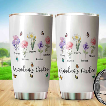 Personalized Birth Month Flower Tumbler, Birth Month Flower Tumbler, Grandma's Garden Tumbler, Birth Flower Gift, Mothers Day Gift, Family Flower Tumbler, Gift for Grandma