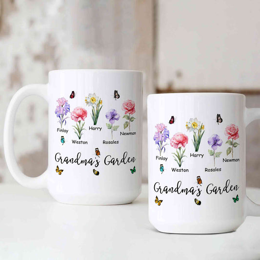 Personalized Birth Month Flower Mug, Birth Month Flower Mug, Grandma's Garden Mug, Birth Flower Gift, Mothers Day Gift, Family Flower Mug, Gift for Grandma