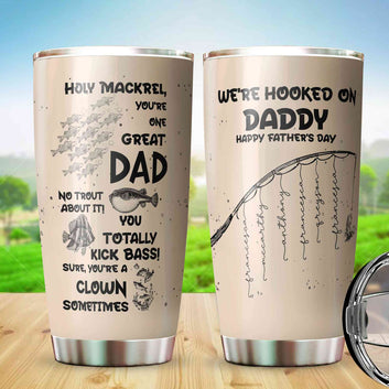 We're Hooked On Daddy Tumbler, Fishing Custom Tumbler, Fathers Day Gift, Tumbler with Children’s Names, Gift For Dad, Fishing Lover Gift, Gift for Fisherman