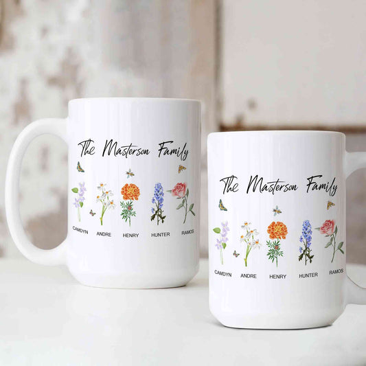 Personalized Birth Month Flower Mug, Birth Month Flower Mug, Family Flower Garden Print, Birth Flower Gift, Mothers Day Gift, Family Flower Mug