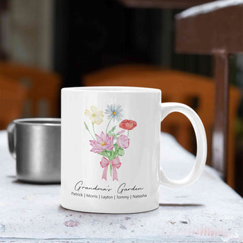 Personalized Birth Month Flower Mug, Birth Month Flower Mug, Grandma's Garden Mug, Birth Flower Gift, Mothers Day Gift, Family Flower Mug, Gift for Grandma