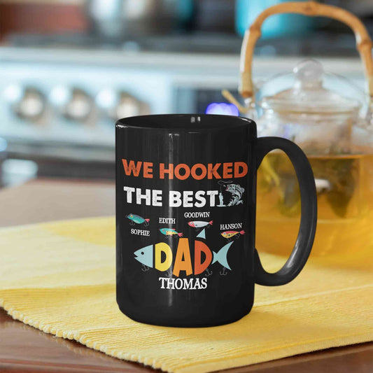 Personalized Fishing Dad Mug, We Hooked The Best Dad Mug, Fathers Day Gift, Fishing Gift With Names, Dad Mug, Fisher Mug, Fishing Gift, Fisherman Gift
