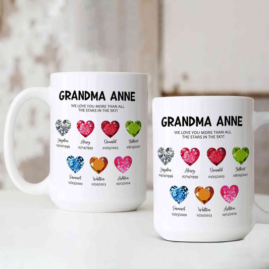 Personalized Birthstone Mug, Grandma Mug, Birthstone Mug, Mothers Day Gift, Family Mug, Gift for Grandma, Grandkids Mug for Grandma