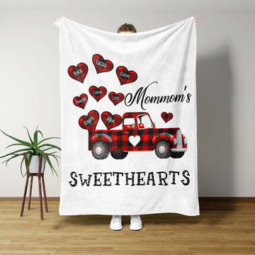 Grandma Blanket, Sweethearts Blanket, Heart Blanket, Family Blanket, Custom Name Blanket, Gift Blanket