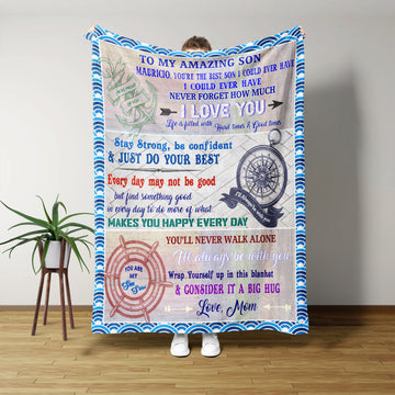 To My Amazing Son Blanket, Anchor Blanket, Family Blanket, Custom Name Blanket, Blanket For Son