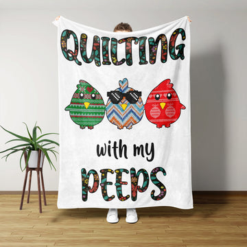 Quilting With My Peeps Blanket, Angry Bird Blanket, Quilter Blanket, Gift Blanket For Quilter