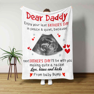 Personalized Baby Ultrasound Dad Blanket, Pregnancy Reveal, Gift For Dad From Baby, First Father's Day, Father To Be Gift