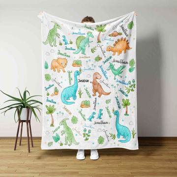 Personalized Dinosaur Blanket, Dinosaur Name Blanket, Custom Baby Name Blanket, Dinosaur Baby Blanket, Newborn Boy Gift