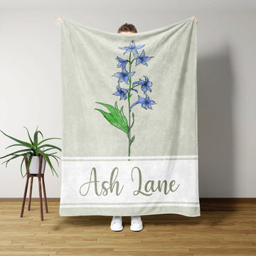 Personalized Birth Month Flowers With Name Blanket, Birth Month Flower Gifts, Custom Name Blanket For Her, Gifts for Women, Gifts for Flowers Lovers