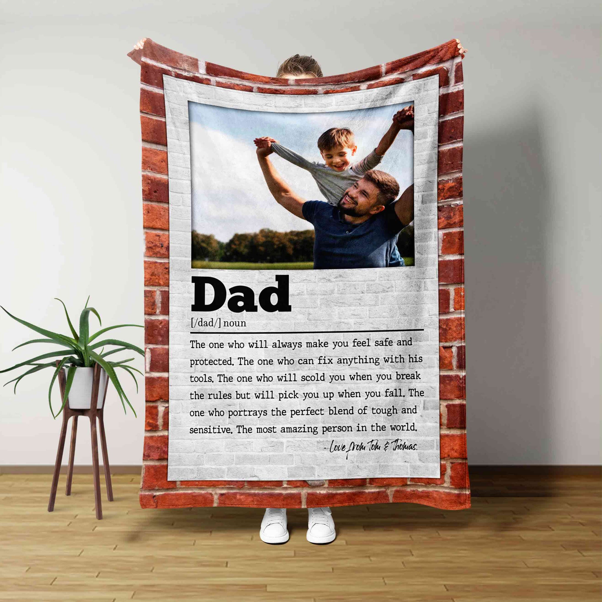 Daddy Photo Blanket, Custom Photo Blanket, Father's Day Blanket, Fathers Day Gifts, Gift For Dad, Custom Name Blanket, Dad Blanket Gifts