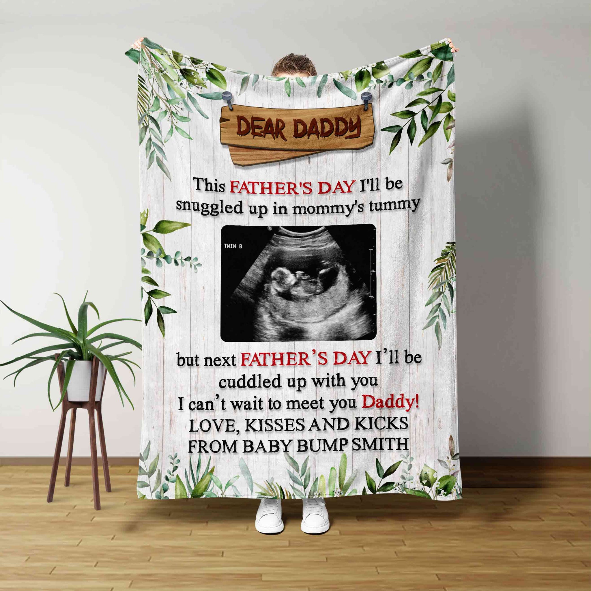 Daddy Blanket, Father's Day Blanket for Dad, Best Gift Ideas For Fathers, Custom Ultrasound Photo Blanket, Gift for New Dad, First Fathers Day Gifts