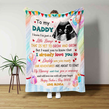 To My Daddy Blanket, Ultrasound Blanket, Happy Father's Day 2023, Custom Image Blanket, Custom Name Blanket, Blanket for Fathers Day