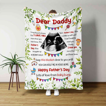 Personalized Father’s Day Blanket, Dad To Be Gift, New Dad Blanket, Ultrasound Blanket, Custom Baby Ultrasound Blanket, Pregnancy Gift