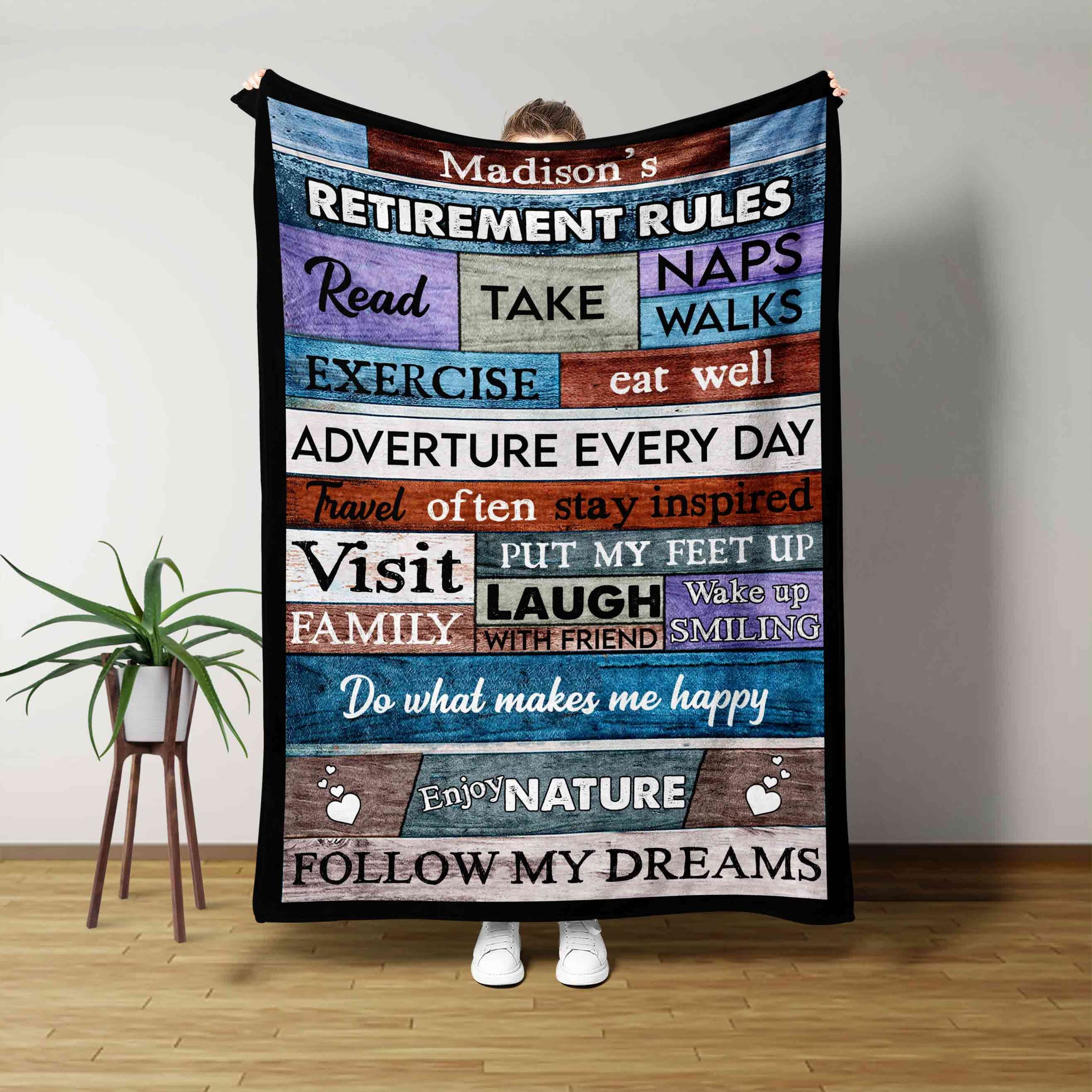 Retirement Rules Blanket, Rules of Retirement Blanket, Custom Retirement Blanket, Retirement Gift, Employee Gift, Gifts for Retirement, Retiree Gift Ideas