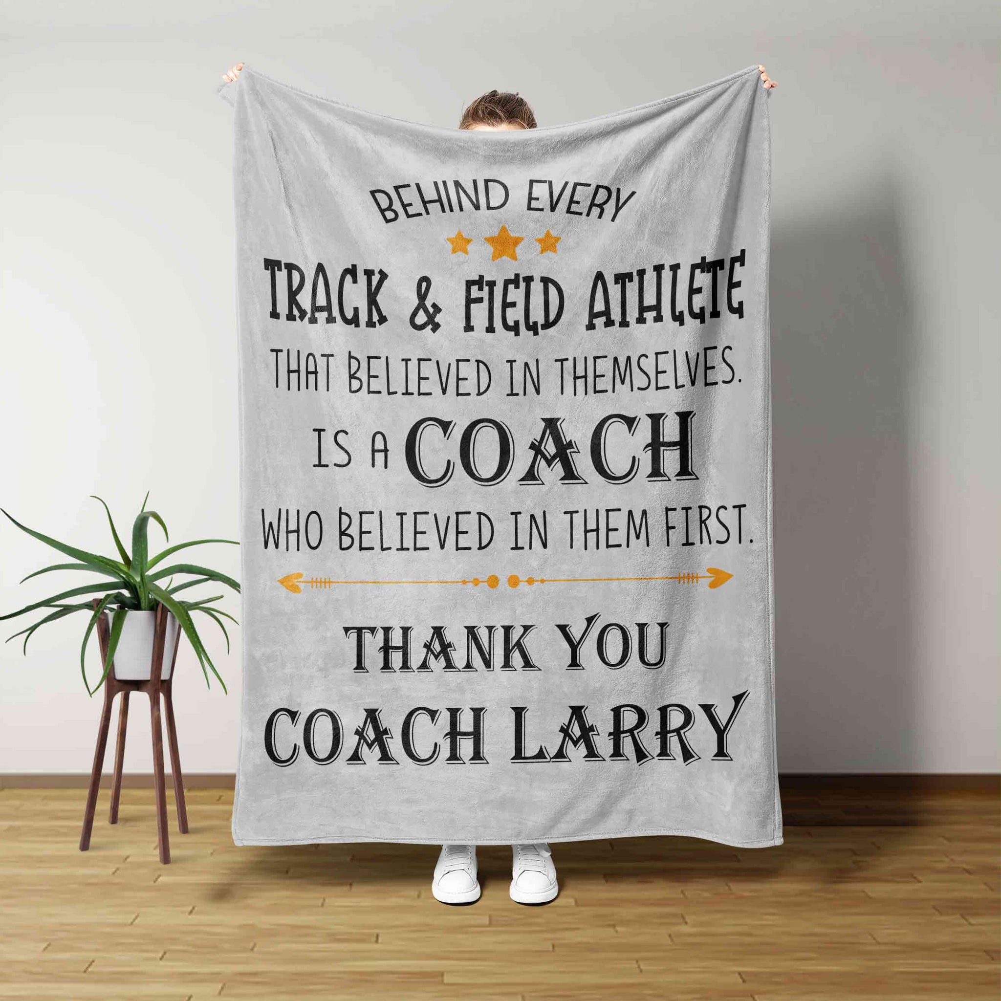 Track And Field Athlete Blanket, Coach Blanket, Custom Name Blanket, Best Gift Blanket For Coach, Coach Thank You Gift