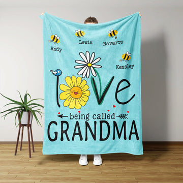 Love Being Called Grandma Blanket, Grandma Blanket, Bee Blanket, Family Blanket, Custom Name Blanket, Best Gift Blanket For Grandma