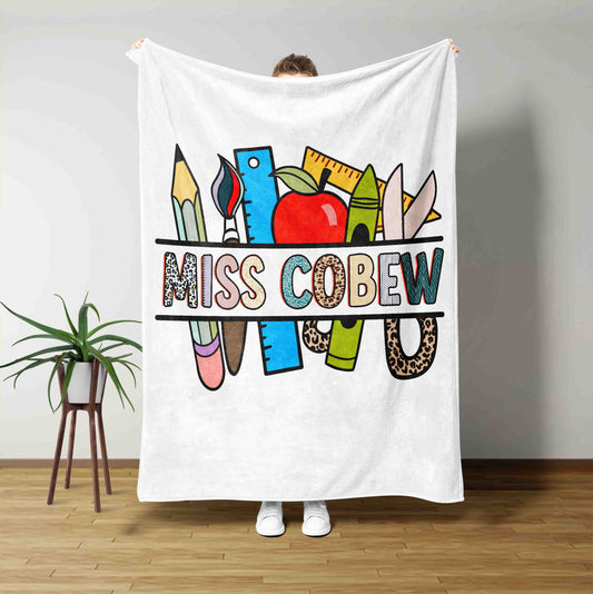 Personalized Teacher Blanket, Learning Tools Blanket, Teacher Blanket, Gifts Teacher Blanket, Custom Name Blanket, Best Gift Blanket For Teacher
