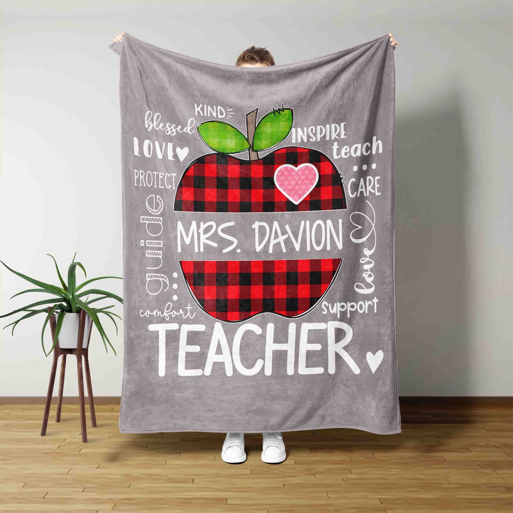 Personalized Teacher Blanket, Teachers Blanket, Apple Blanket, Best Teacher Gift From Students, Teacher Gifts Blanket, Custom Name Blanket