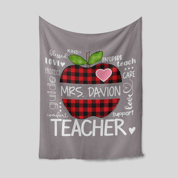 Personalized Teacher Blanket, Teachers Blanket, Apple Blanket, Best Teacher Gift From Students, Teacher Gifts Blanket, Custom Name Blanket