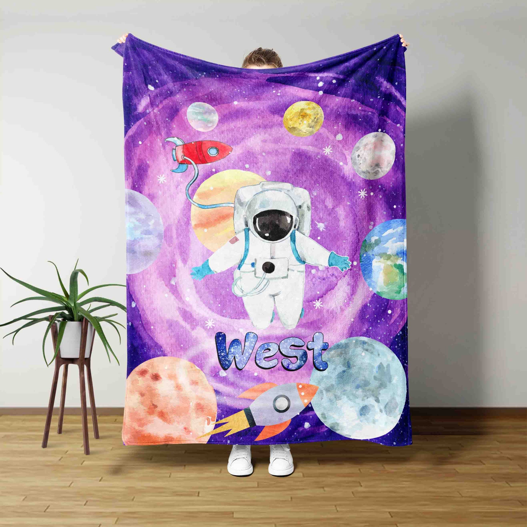 Personalized Name Blanket, Astronaut Blanket, Outer Space Blanket, Planet Astronaut Blanket, Planet Blanket, Baby Blanket, Best Gift Blanket