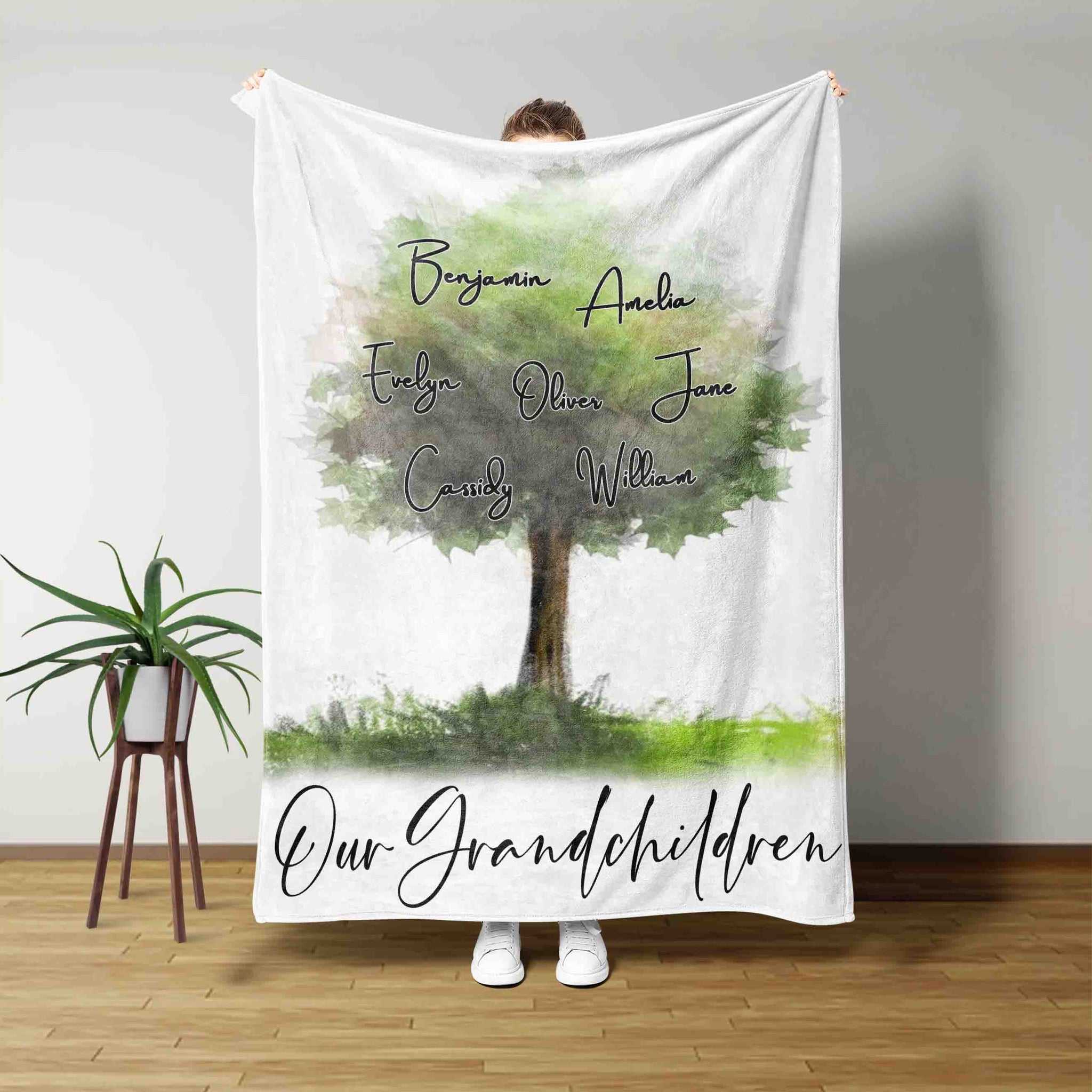 Personalized Grandchildren Blanket, Our Grandchildren Blanket, Tree Blanket, Blanket For Grandparents, Grandparents Gift Blanket, Best Gift Blanket For Grandparents