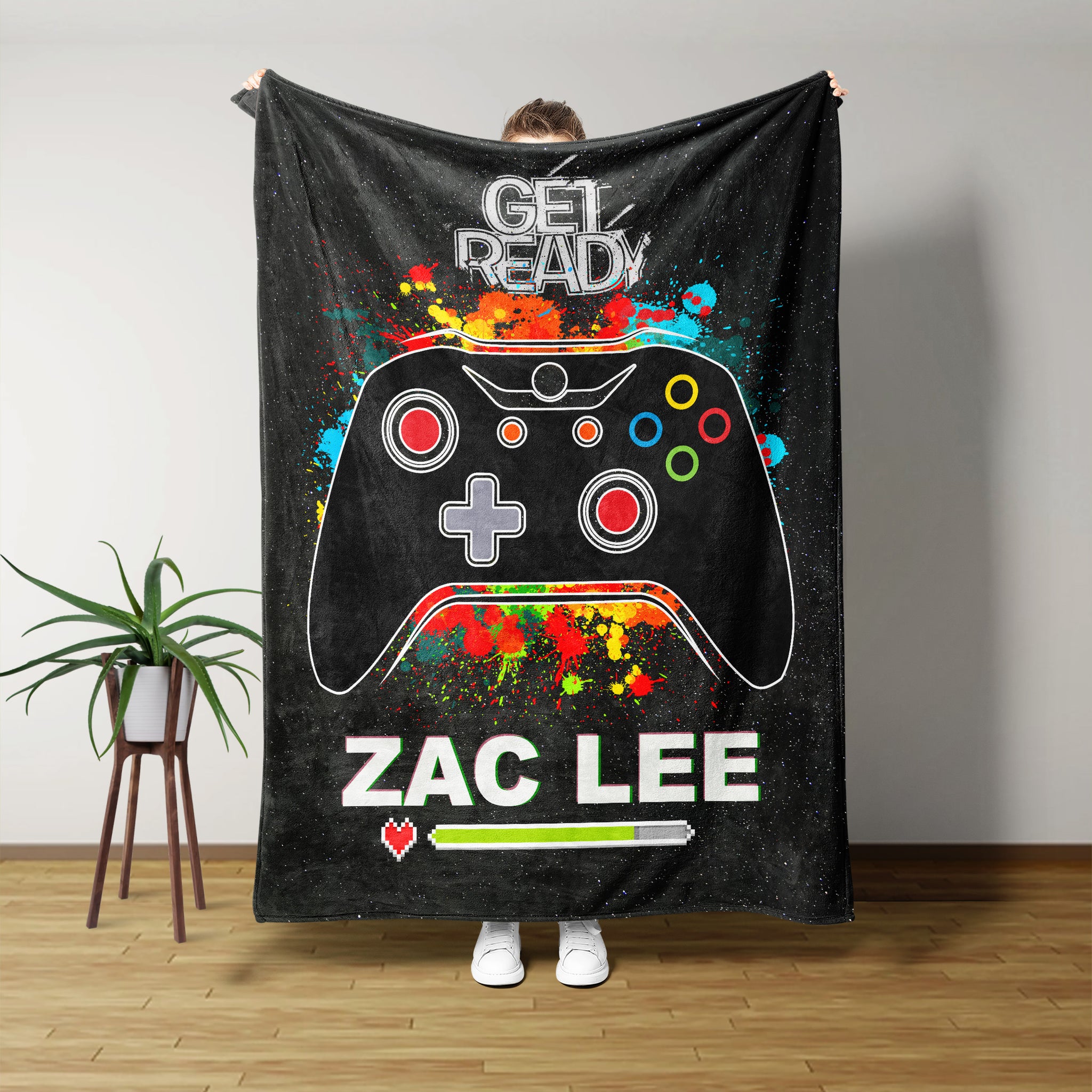Personalized Gaming Blanket, Get Ready Blanket, Video Game Blanket, Gaming Blanket, Gamer Blanket, Custom Name Blanket, Gamer Gift Blanket