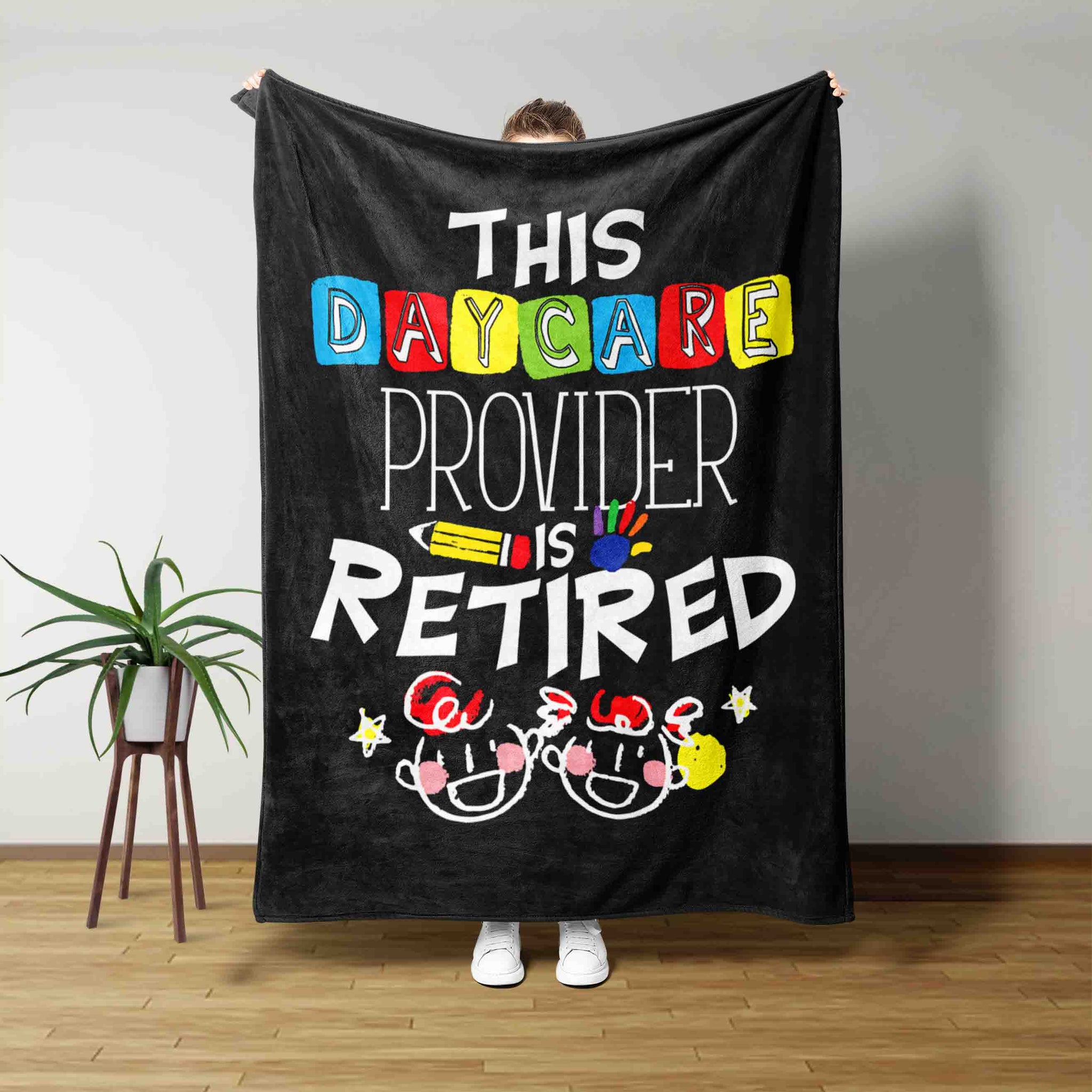 This Daycare Provider Is Retired Blanket, Daycare Provider Blanket, Retirement Blanket, Teacher Blanket, Teacher Retirement Gift, Daycare Provider Gift