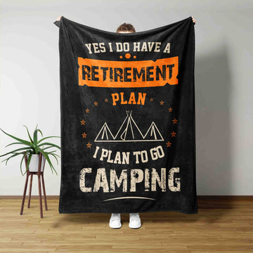 Retirement Plan Camping Blanket, Retirement Plan Blanket, Camping Lover Blanket, Campers Gift, Camping Blanket, Happy Retirement Blanket