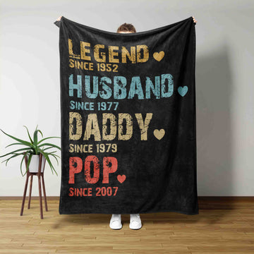 Legend Husband Daddy Pop Blanket, Dad Blanket, Grandpa Blanket, Custom Family Blanket, Family Blanket, Father's Day Blanket, Father's Day Gift