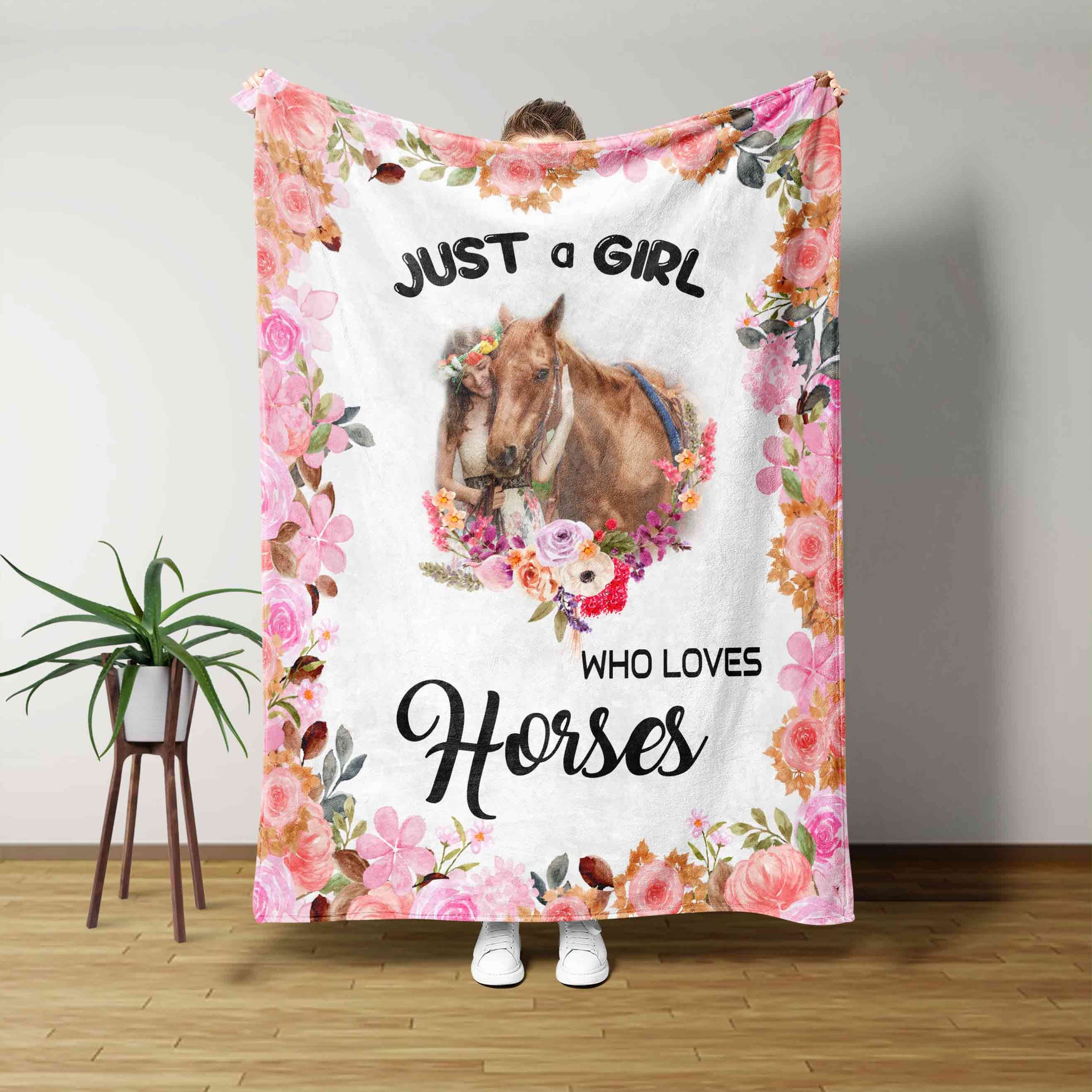 Just A Girl Who Loves Horses Blanket, Horse Blanket, Loves Horses Blanket, Flower Blanket, Horse Blanket For Girl, Gift For Horse Lovers