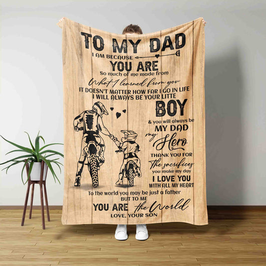 To My Dad Blanket, Dirt Bike Blanket, Motorcycle Blanket, Family Blanket, Dad Blanket, Father's Day Blanket, Custom Name Blanket, Gift For Father
