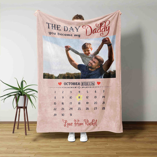 Personalized Dad Blanket, The Day You Became My Daddy Blanket, Milestones Blanket, Gift for Dad, Father's Day Gift, Daddy Blanket, Custom Photo Blanket