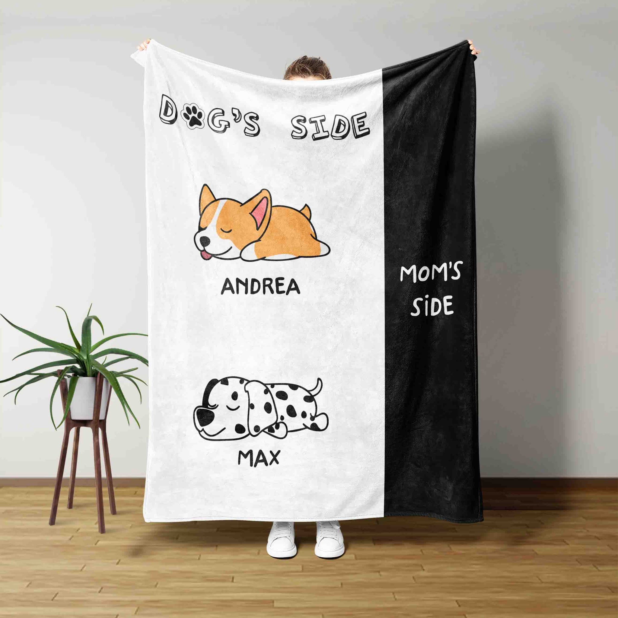 Custom Pet Blanket, Dog's Side Blanket, Mom's Side Blanket, Dog Blanket, Pet Blanket, Custom Name Blanket, Dog Lover Blanket, Gift For Pet Lover