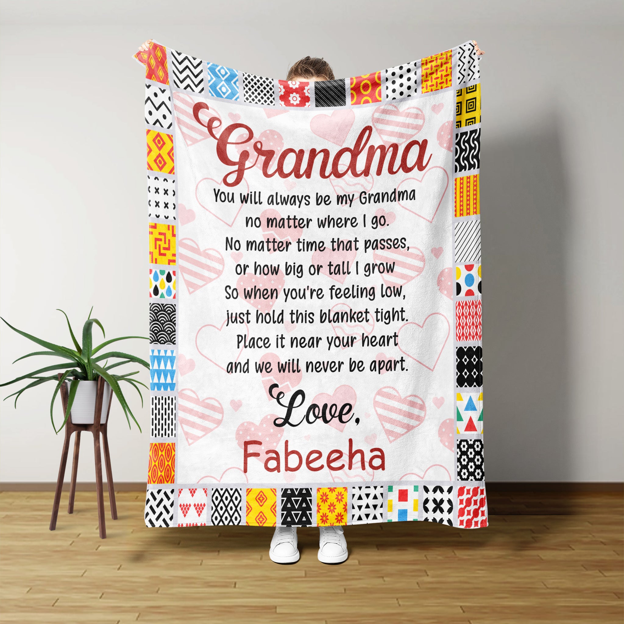 Grandma Blanket, Mother's Day Gift For Grandma, Heart Blanket, Family Blanket, Blanket For Grandma, Custom Name Blanket, Grandma Gift