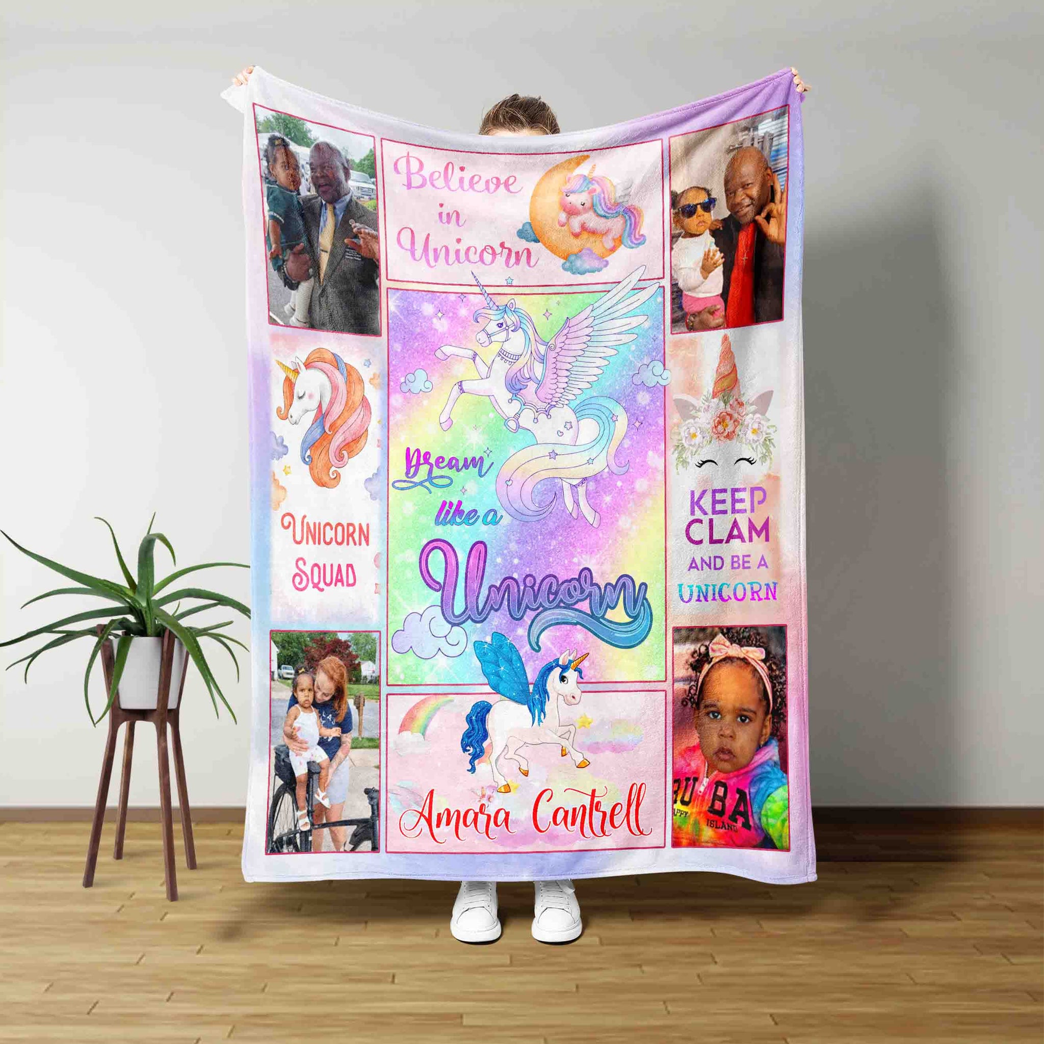 Personalized Name Blanket, Unicorn Blanket, Baby Blanket, Unicorn Blanket For Girls, Blanket For Unicorn Lovers, Unicorn Lover Gift, Custom Photo Blanket
