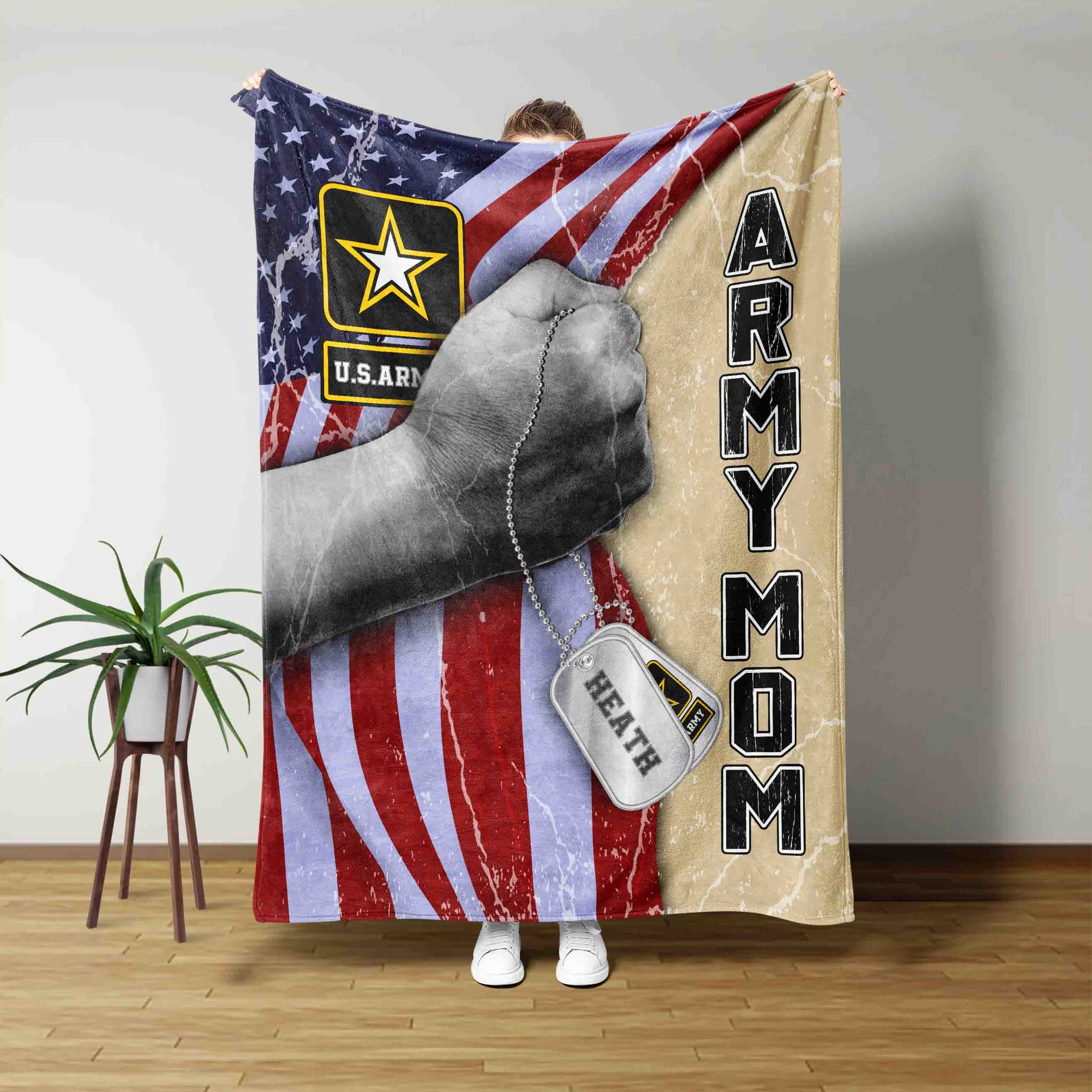Army Mom Blanket, Veteran Blanket, Mother Blanket, American Flag Blanket, Gift For Military Moms, Mother's Day Blanket, Military Blanket, Army Mom Gift, Custom Name Blanket