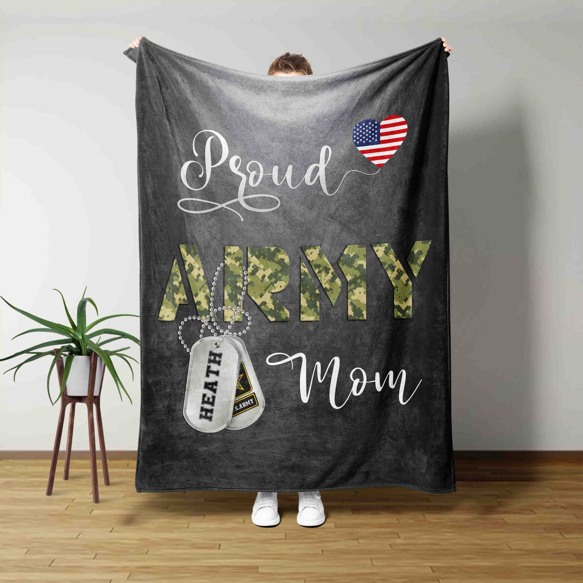 Proud Army Mom Blanket, Military Mom Blanket, Army Mom Blanket, Soldier Blanket, Veteran Blanket, Army Mom Gift, Mother's Day Blanket, Custom Name Blanket