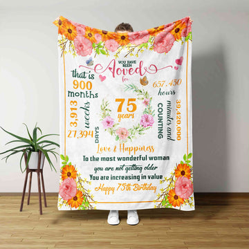 Personalized 75th Birthday Blanket, Happy Birthday Blanket, Birthday Gifts For Her, Birthday Gift Ideas, Birthday Adult Blanket, Gift For Birthday