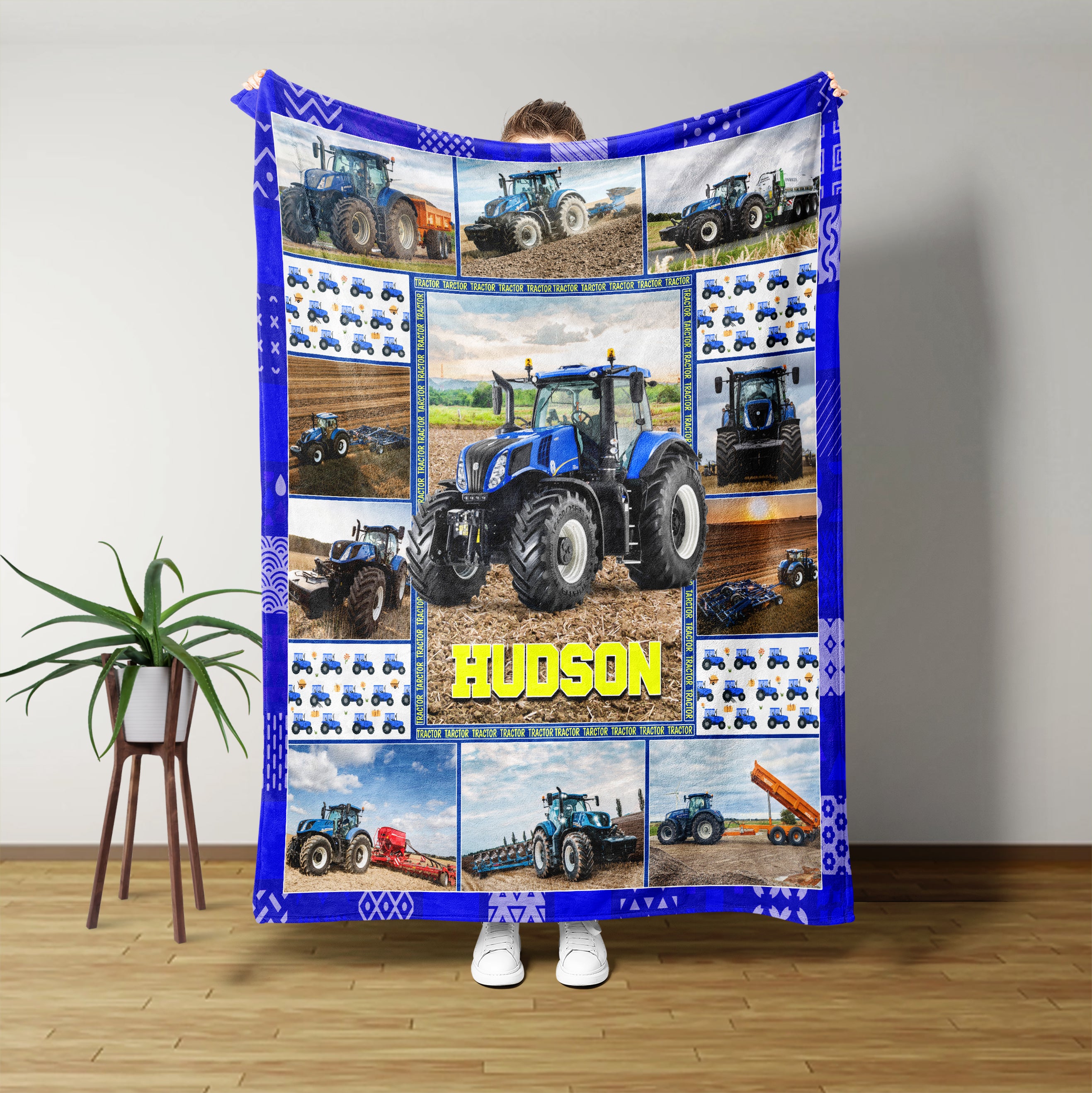 Personalized tractor blanket on sale